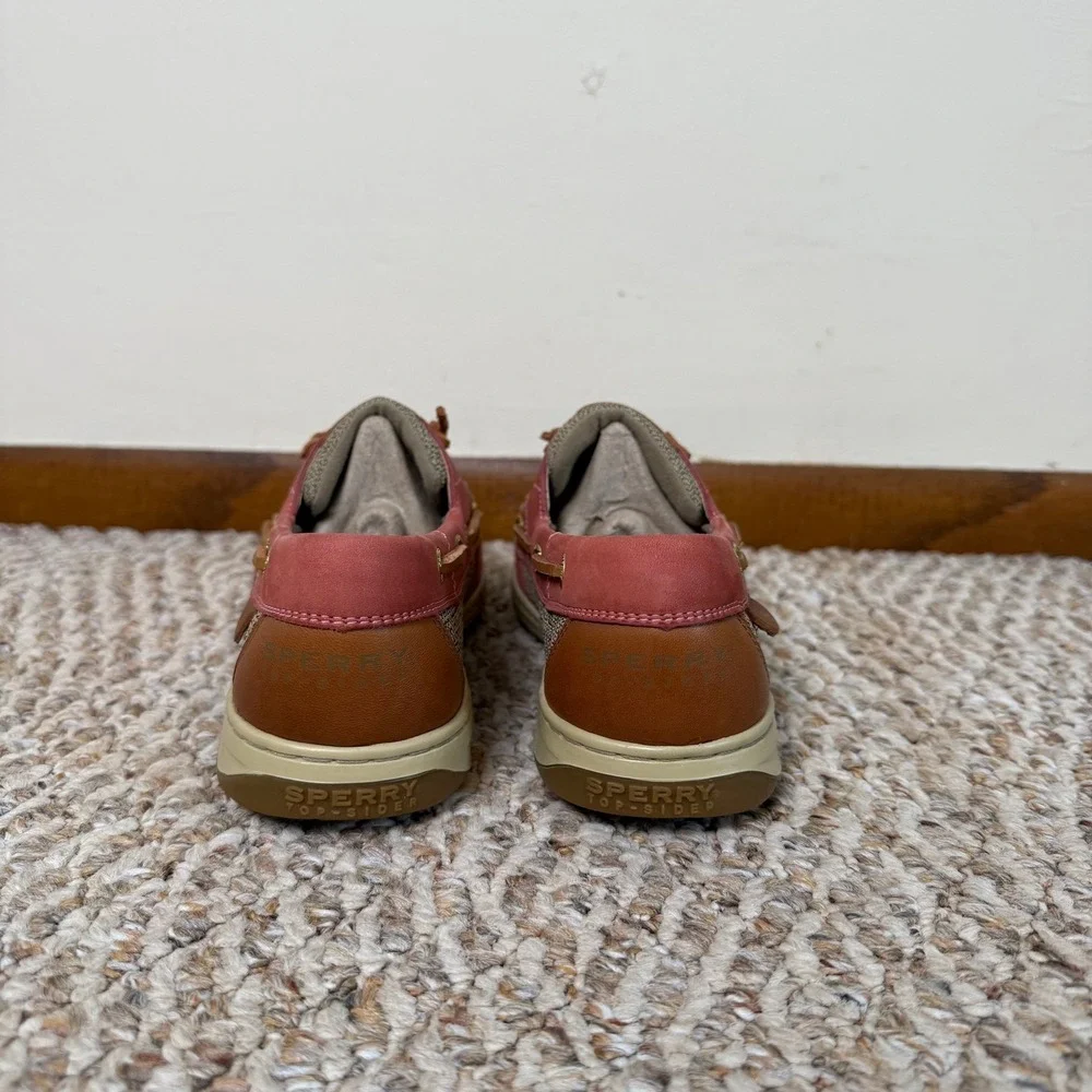 NWOB‎ Sperry Top-Sider Women 10M Coral Pink Leather Mesh Boat Shoes Loafers